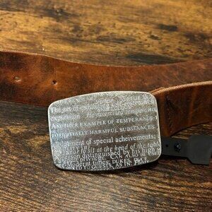 Express Temperance inspirational motivational belt brown leather  women 46"